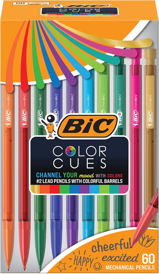 BIC Color Cues Mechanical Pencil Set, 60-Count Pack, Black, Fun Color Pencils for School, Perfect for School Supplies