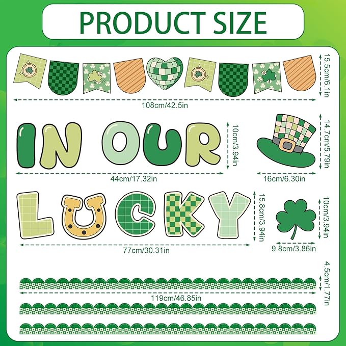 St.Patricks Day Bulletin Board Decorations - Aposwow Shamrock Clover Classroom Decorations Set Gnome Lucky Irish Paper Cutouts Bulletin Board Decor School Office Wall Decor Supplies