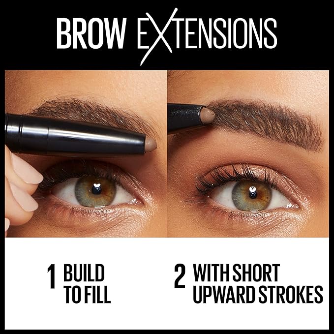 Maybelline Brow Extensions Fiber Pomade Crayon Eyebrow Makeup, Soft Brown, 1 Count