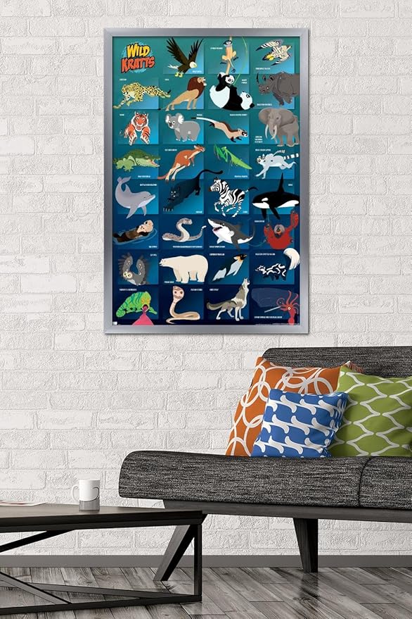 Wild Kratts - Grid Wall Poster, 34L" x 22.4W", Silver Framed Version