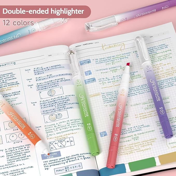 CHANGLi Bible Study Gel Pen Set with Highlighters-3 Black 2 Red Gel Pens, 12 Dual-Tip Pastel Highlighters, 75 Bible Index Tabs&20 Refills-No Bleed, Smooth Writing-Perfect Christian Gift for Journaling
