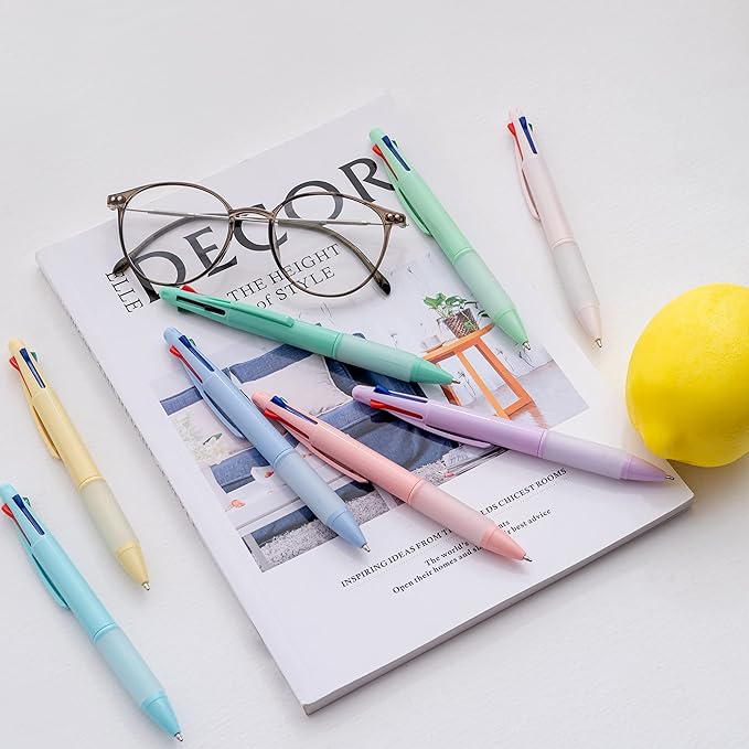 Multicolor Ball Point Pens 4-in-1 Colored Pens (1.0mm) Assorted Inks 4-Color Ballpoint Pen (18 pack)
