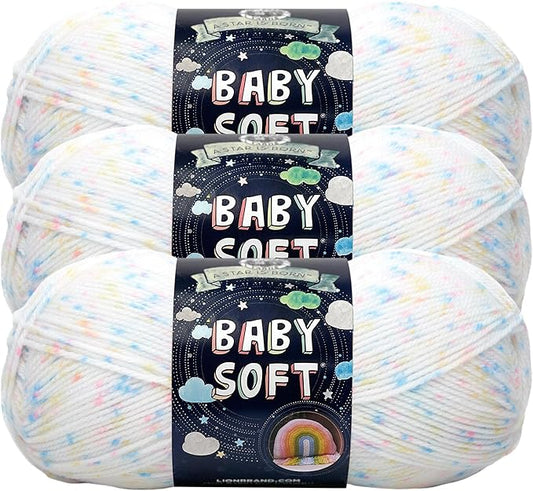 Lion Brand Yarn, Baby Soft Baby Blanket Yarn for Crocheting, Knitting, and Crafts, Twinkle Print, 3 Pack