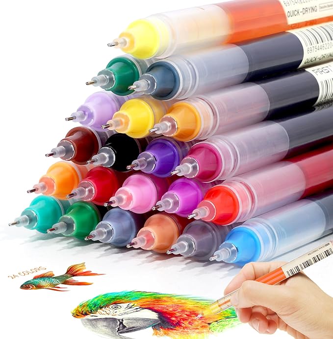 USUAL 24pcs Gel Ink Pens Liquid Ink Rollerball Multi Color Pen 0.5 mm Fine Point Smooth Writing Pens Cute Nurse Pen Back to School Supplies
