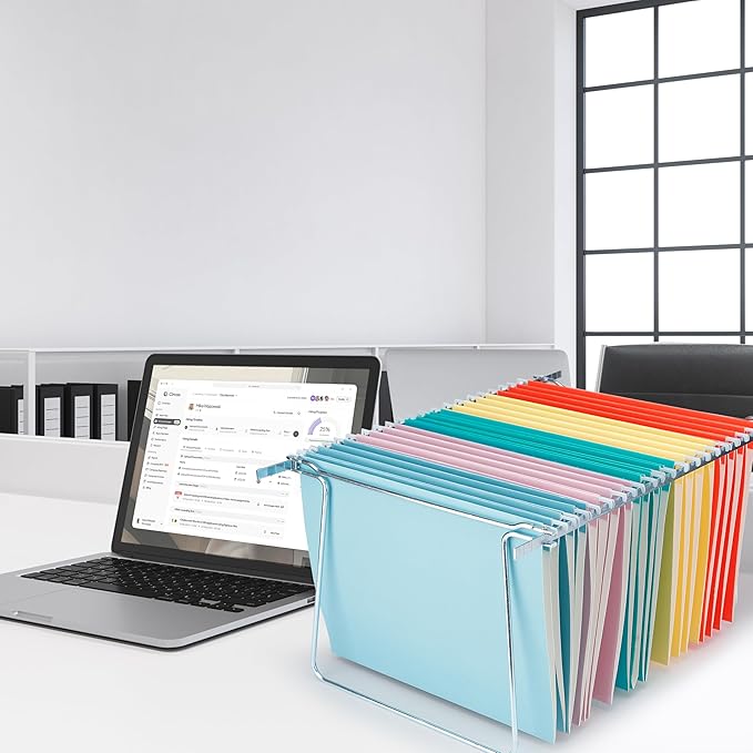 25 Packs Hanging File Folders,Bright Green Hanging File Folders Letter Size,Hanging Folders with 1/5-cut Tabs,Hanging Folders for Filing Cabinets, File Organizer Folder for Office,School,Home