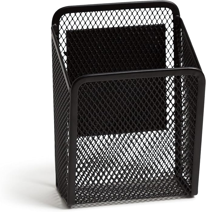 U Brands Mesh Locker Organization Kit, Includes Magnetic Cup, Folding Shelf and Bin, 3 Pieces (Black)