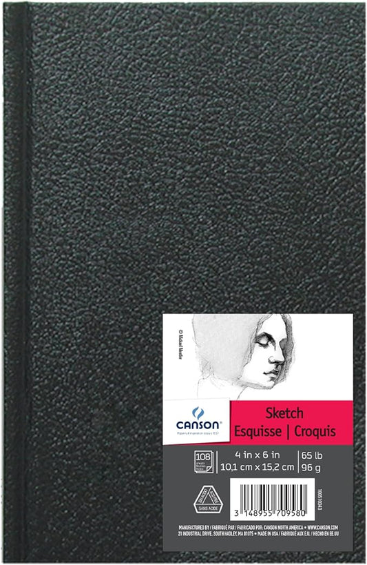 Canson Artist Series Sketchbook, Hardbound Journal, 4x6 inches, 216 Pages (65lb/96g) - Artist Paper for Adults and Students - Graphite, Charcoal, Pencil, Colored Pencil