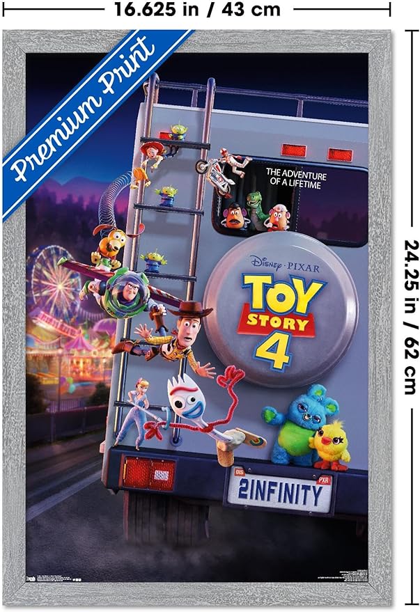 Trends International Disney Pixar Toy Story 4 - Final One Sheet Wall Poster, 22.4L x 14.7W, Gray Framed Version