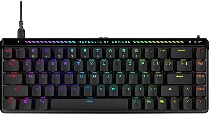ASUS ROG Falchion Ace HFX Hall Effect Gaming Keyboard – 65% TKL, Dual USB-C, Magnetic Switches, Rapid Trigger, Speed Tap, 8000 Hz Polling, Touch Panel, Portable, Protective Cover, PBT Keycaps - Black