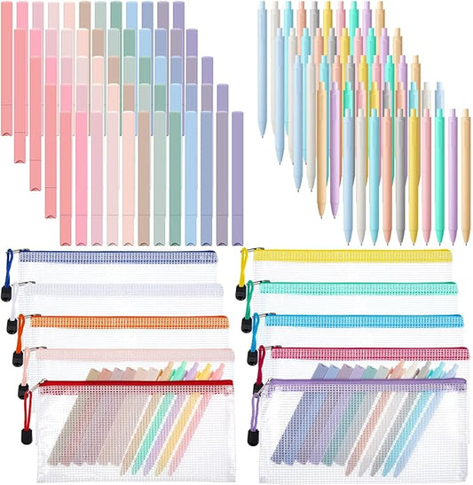 120 Pcs Bible Journaling Kit Bible Highlighters and Black Gel Pen Include 60 Highlighters 50 Black Gel Pens and 10 Pencil Pouches Aesthetic Book Annotation Kit Church Gifts for School Study