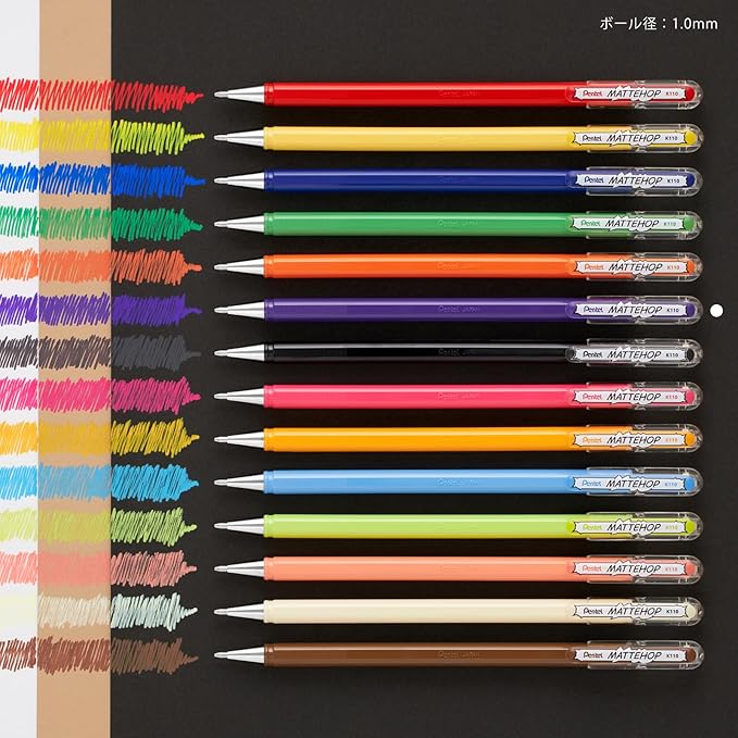 Pentel Matte Hop Violet Color Ballpoint Pen, 10 Count K110-VV