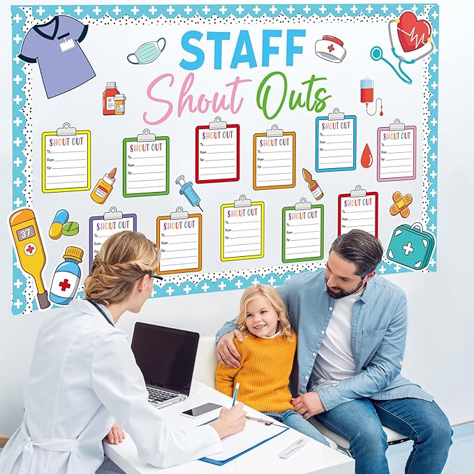 Healthy Staff Shout Outs Bulletin Board Decorations Nurse Staff Shout Outs Bulletin Board Set Appreciation and Recognition DIY Craft Cutouts for Back to School Classroom Healthcare Decor Supplies