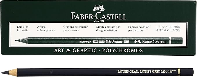 Faber Castel Polychromos Colored Pencils, 181, Paynes Gray, 6 Count