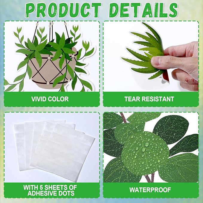77 Pcs Spring Greenery Classroom Bulletin Board Decoration Potted Plant Bulletin Board Set Greenery Inspirational Classroom Decor Motivational Plant Bookshelf Cutout for Back to School Home Wall Decor