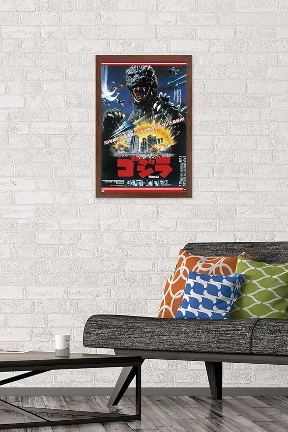 Trends International Godzilla - The Return Of Godzilla One Sheet Wall Poster, 22.4L x 14.7W, Mahogany Framed Version