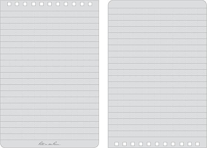 Rite in the Rain Weatherproof Top Spiral Notebook, 4" x 6", Black Cover, Universal Pattern, 6 Pack (No. 746L6)