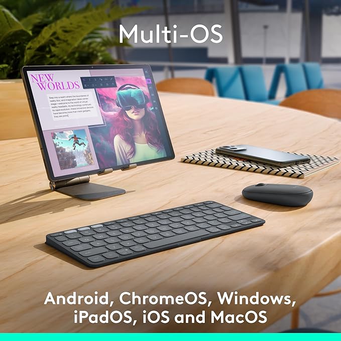 Logitech Keys-to-GO 2 Portable Bluetooth Tablet Keyboard with Built-in Cover, Slim & Compact Wireless Keyboard for Windows, Android, Linux, iPad, iPhone, Mac, Apple TV - Lilac