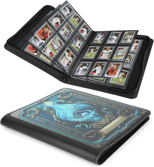 Toploader Binder,Toploader Hard Cases, 9-Pocket Pages Sleeves Hold up 288 Cards.Toploader Card Binder with Sleeves for “3×4” rigid，Card Holder(cyan)