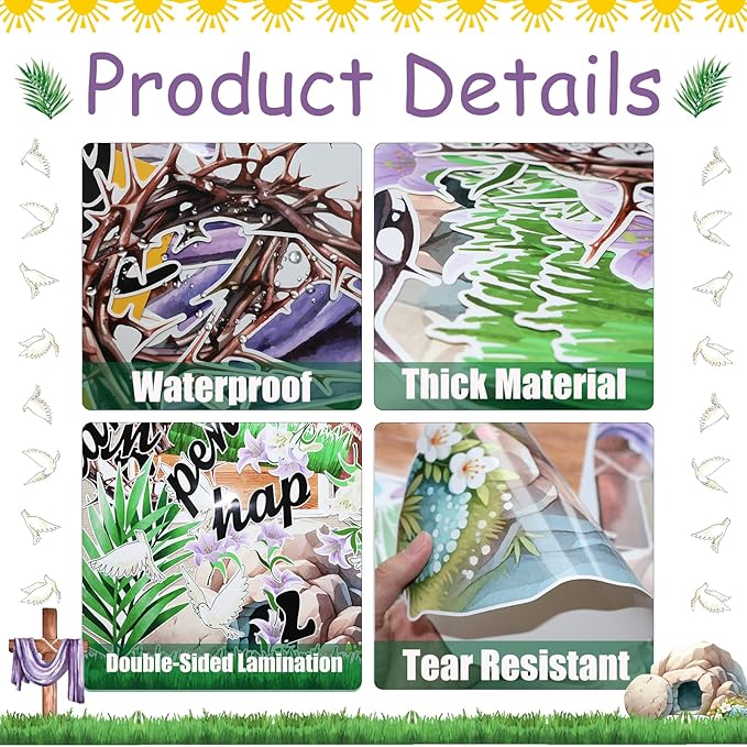 Easter Religious Bulletin Board Decorations Set with Borders Jesus Classroom Decor for Teachers A Lot Can Happen in 7 Days Bulletin Board for Class Sunday School Classroom Bulletin Board Decoration