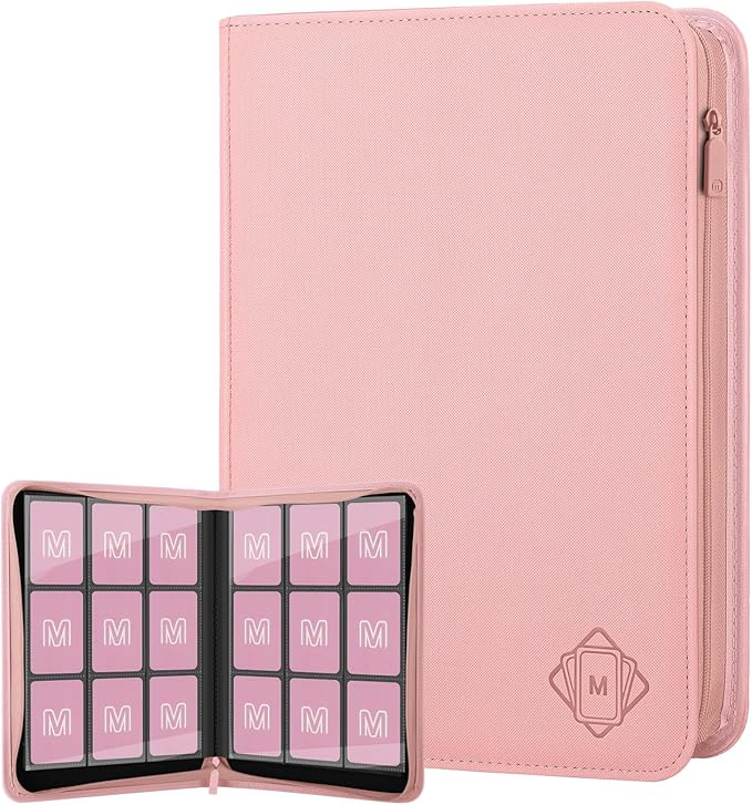Trading Card Binder with 9 Side Loading Pocket Card Album Hold Up to 540 Cards PU Card Collection Binder, Collectible Albums Card Folder for MTG, TCG, Sports Cards（9-Pink）