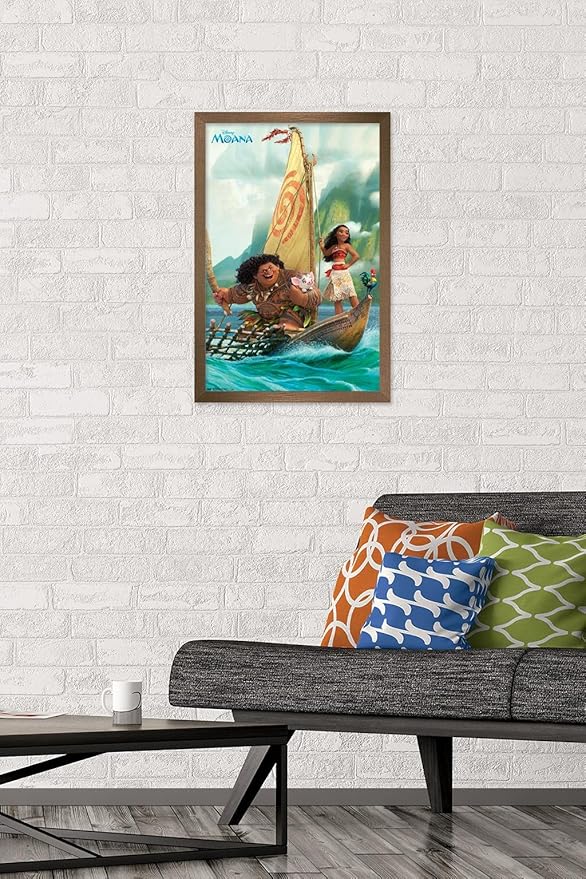 Disney Moana - Group Wall Poster, 22.4L" x 14.7W", Bronze Framed Version