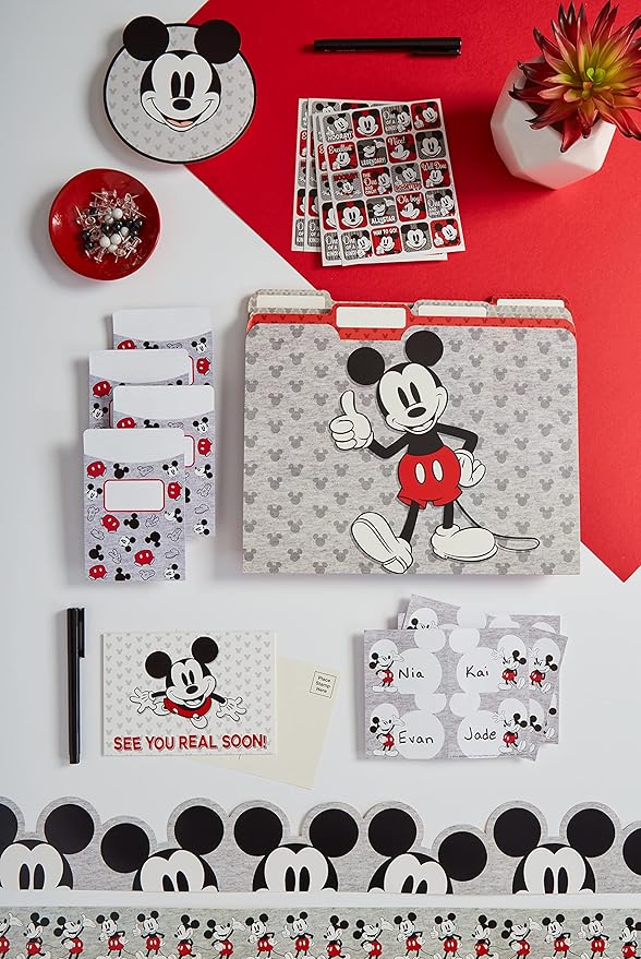 Eureka Disney Retro Mickey Mouse Extra Wide Decorative Classroom and Bulletin Board Trim for Teachers, 3.25" Wide, 12 Strips for 37 Total Feet
