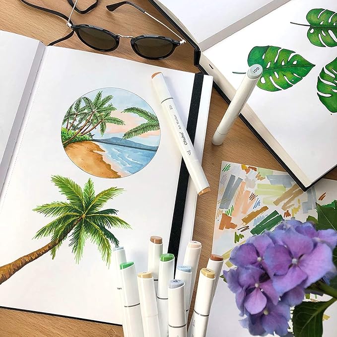 Ohuhu Sketchbook Marker Paper Pad: 8.3"x11.7" Large Art Sketch Book Drawing Papers 78 Sheets/156 Pages 120 lb/200 gsm Hardcover Sketching Books for Alcohol Markers Sketchpad Christmas Gift