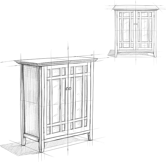 SIMPLIHOME Bedford Storage Cabinet - 39 inch Wide Solid Wood Medium Cabinet in Dark Tobacco Brown, Transitional Console for Living Room, Entryway, or Dining Room with Glass Doors and Shelves