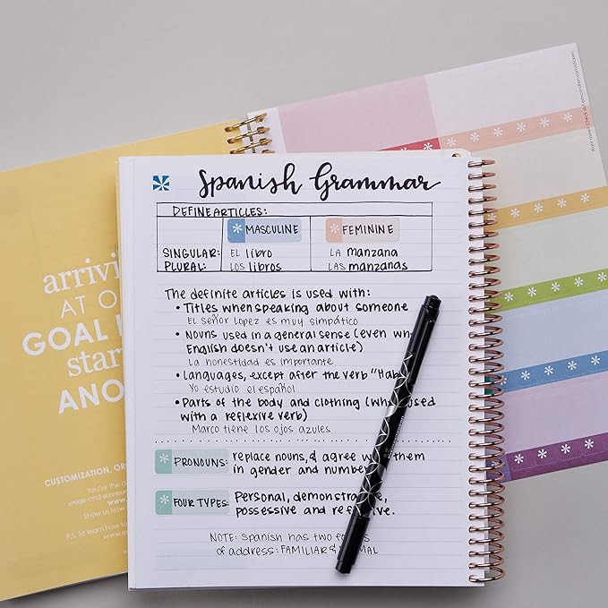 Erin Condren 8.5" X 11" Spiral Bound Productivity Notebook, Layers Colorful, Functional 160 Lined Page and 80Lb Thick Paper Spiral Notebook, Stickers Included