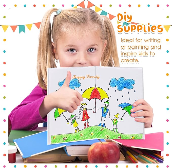 Henoyso Hardcover Blank Books for Kids to Write Stories Make Your Own Book Craft Unlined Notebook for Student Classroom DIY Drawing and Writing 40 Pages SketchBook for Kids Gift(20 Pack,7 x 10 Inch)