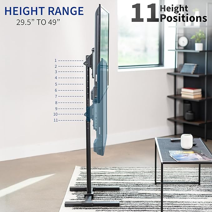 VIVO TV Floor Stand for 13 to 50 inch Flat Panel LED LCD Plasma Screens, Portable Display Height Adjustable Mount STAND-TV07…