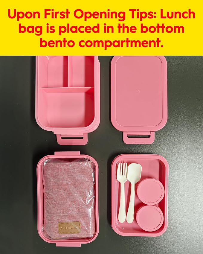 Adults Bento Lunch Box Set with Thermo Bag, 74oz Stackable Leak-proof 3-tiers Bento Box, Built-in Utensil and Sauce Container for Work, School, Dining Out (Purple)