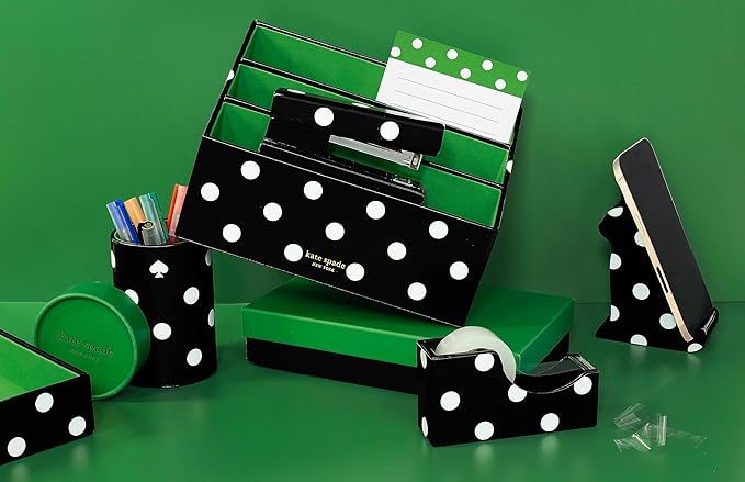 kate spade new york Pen and Pencil Holder for Desk, Decorative Pencil Cup, Leatherette Desk Supplies Organizer, Picture Dot