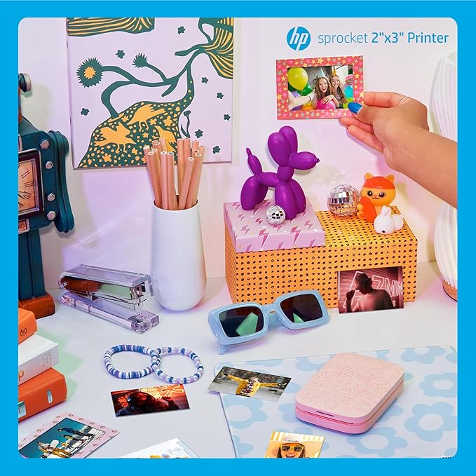 HP Sprocket Portable 2x3 Instant Photo Printer (Blush Pink) Print Pictures on Zink Sticky-Backed Paper from Your iOS & Android Device.