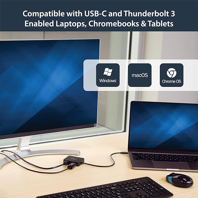 StarTech.com USB C Multiport Adapter - Portable USB-C Mini Dock 4K HDMI Video - Gigabit Ethernet, USB 3.0 Hub (1x USB-A 1x USB-C) - USB Type-C Multiport Adapter - Thunderbolt 3 Compatible, TAA