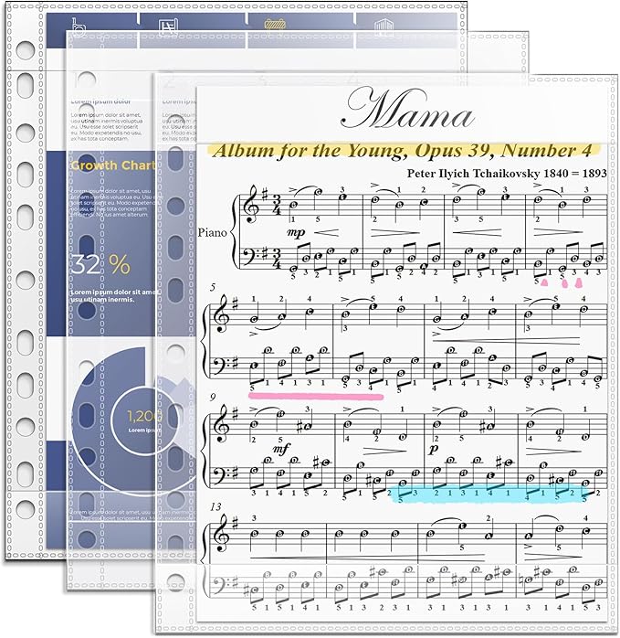 Heavyweight Sheet Music Sleeves - 20 PCS Choral Folder Sleeves for Music Binder, 8.511 Sheet Protectors