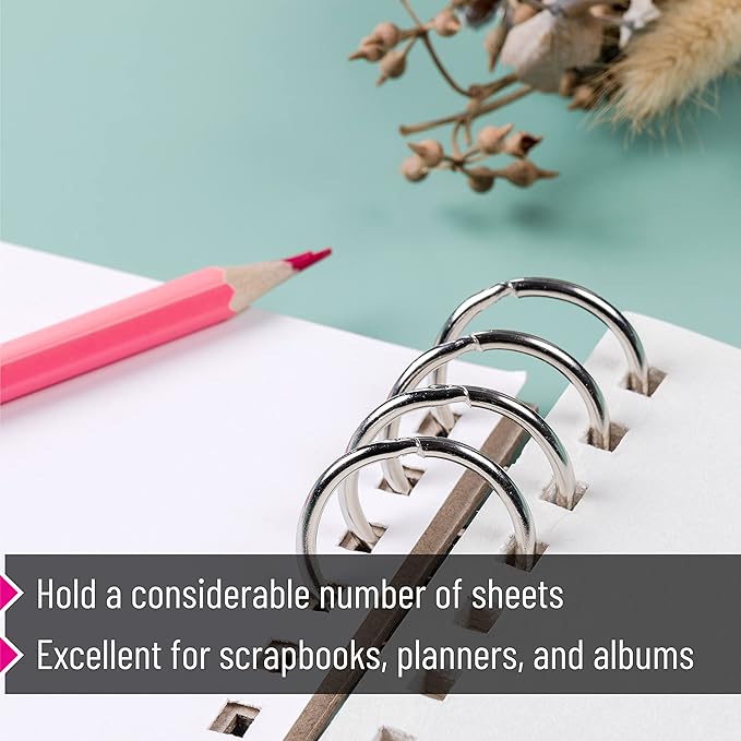 Mr. Pen- Loose Leaf Binder Ring, 50 Pack, 1 Inch, Loose Leaf Binder Book Rings Bulk, for Books and Index Cards, for School, Home, or Office, Silver
