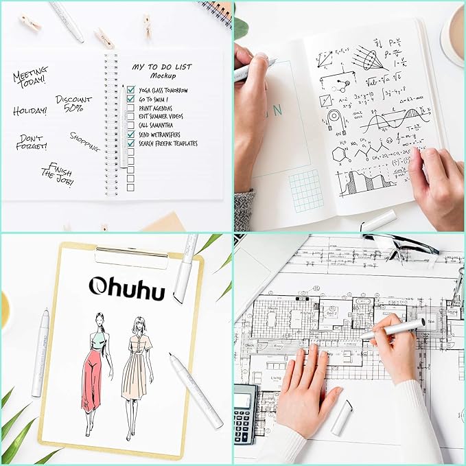 Ohuhu Fineliner Pens Micro Drawing Pens: 8-size Tips (Ultra-fine, Fine & Brush) Waterproof Pigment Black Ink for Illustration Drawing Journaling Sketching for Artist Beginners