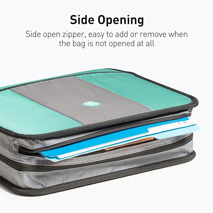 Zipper Binder 3 Ring, Round Ring Binder with 600 Sheets Capacity, Expanding Files, Handle and Shoulder Strap Included, Green
