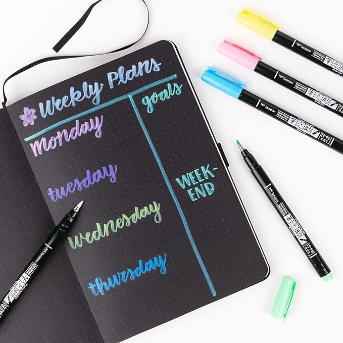 Tombow 56448 Fudenosuke Brush Pens, Pastel, 6-Pack