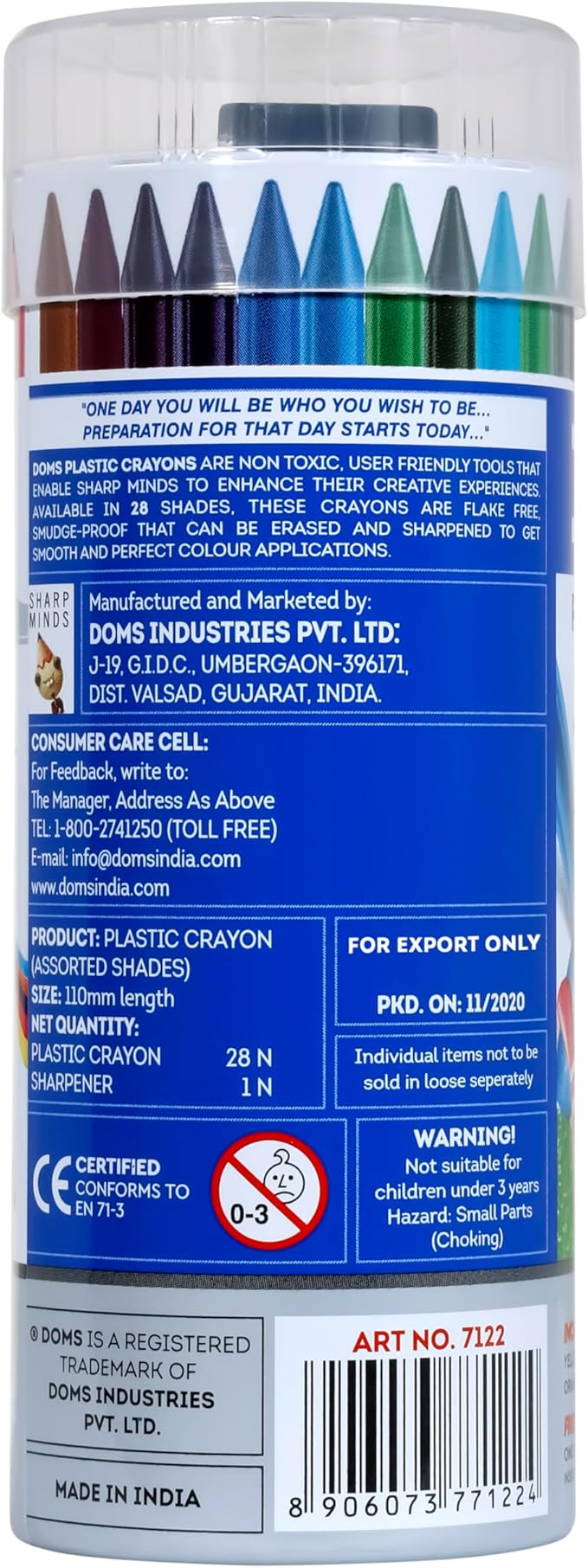 DOMS Plastic Crayon 28 Shades Round Tin