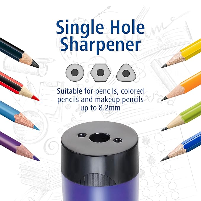 STAEDTLER Pencil Sharpener (1 Pack) with Screw Lid and Tub - No Spill Compact Design for Standard and Colored Pencils, Metal Blade, Assorted Colors