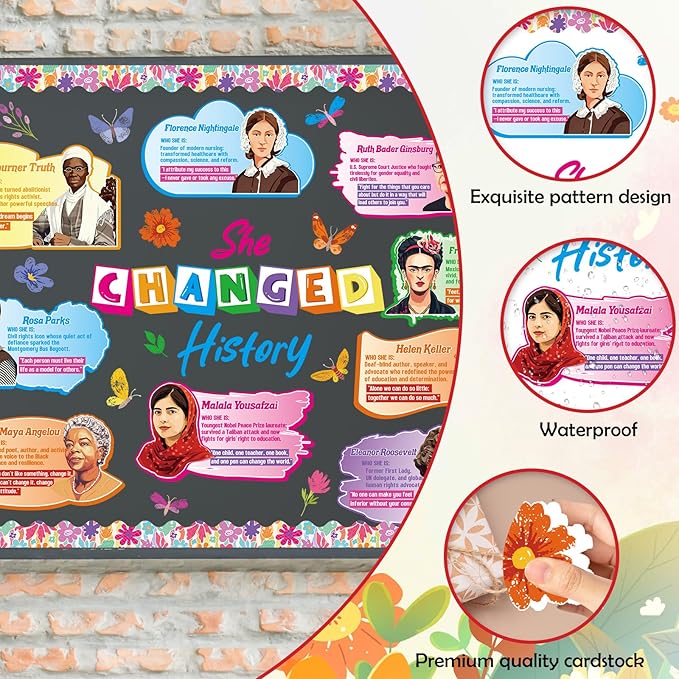 Women in History Bulletin Board Decorations - Aposwow Women’s History Month Classroom Decorations, Inspirational International Women's Day Paper Cutouts Set, School Office Wall Door Decor Supplies