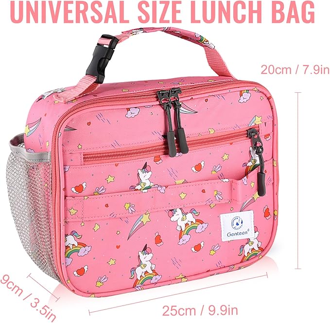Genteen Lunch Box Kids, Prints Insulated Lunch Bag Kids Boys Girls,Soft Bag Mini Cooler Back to School Thermal Meal Tote Kit Lunch Box for School,Work,Outdoor - Star Rainbow