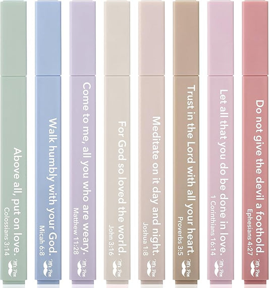 Mr. Pen- Bible Highlighters with Bible Verses, 8 Pack, Earthy, Aesthetic Highlighters, Markers No Bleed Through