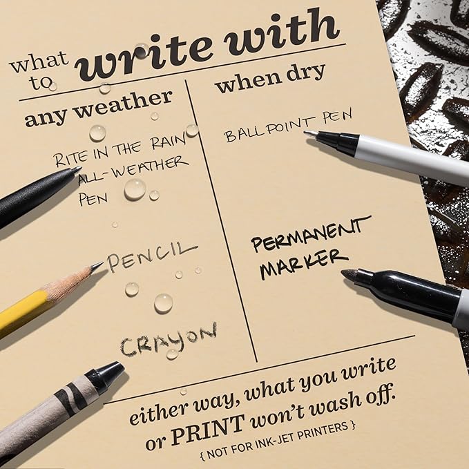 Rite In The Rain Weatherproof Bulk Copier Paper, 8.5" x 11", 20# Tan, 500 Sheet Pack (No. 208511T)