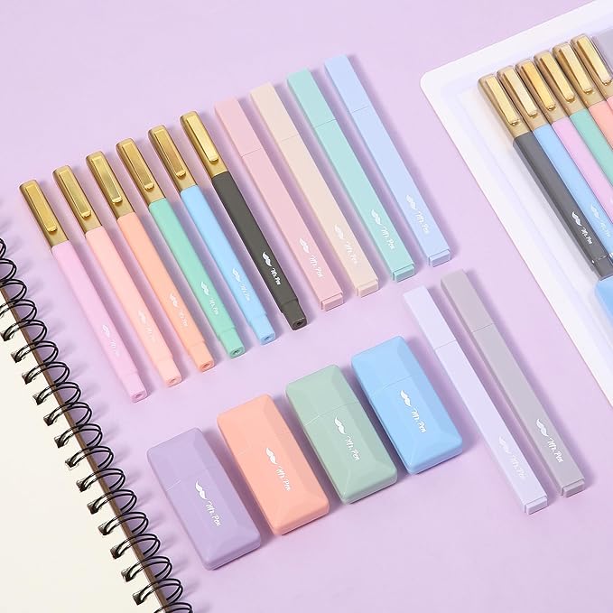 Mr. Pen- Aesthetic Highlighters and Pens, 17 Pack, Aesthetic Correction Tapes, Cute Highlighters Assorted Colors, Black Ink Bible Pens 1.0mm