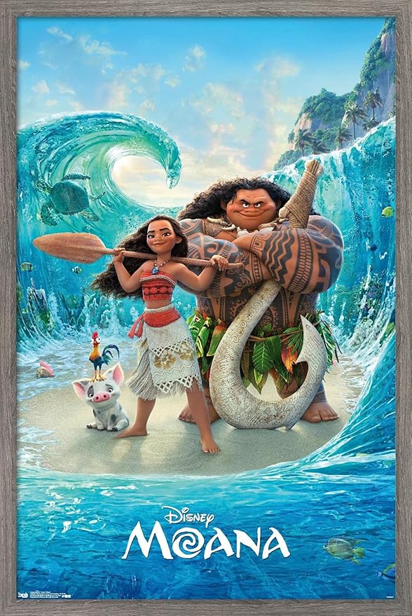Disney Moana - Ocean Floor Wall Poster, 22.4L" x 14.7W", Barnwood Framed Version