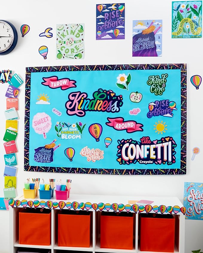 Eureka Crayola Colors of Kindness Paper Cut-Out Classroom Decorations for Teachers, 36 Pieces