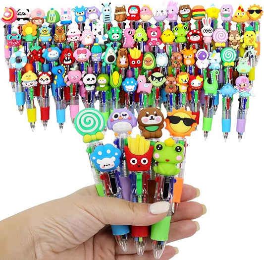 70 Pack Mini Multicolor Pens in One 4-in-1 Fun Pens Cute Ballpoint Pen Bulk for Birthdays Parties Fun Gifts Assorted Ink Kawaii Pen